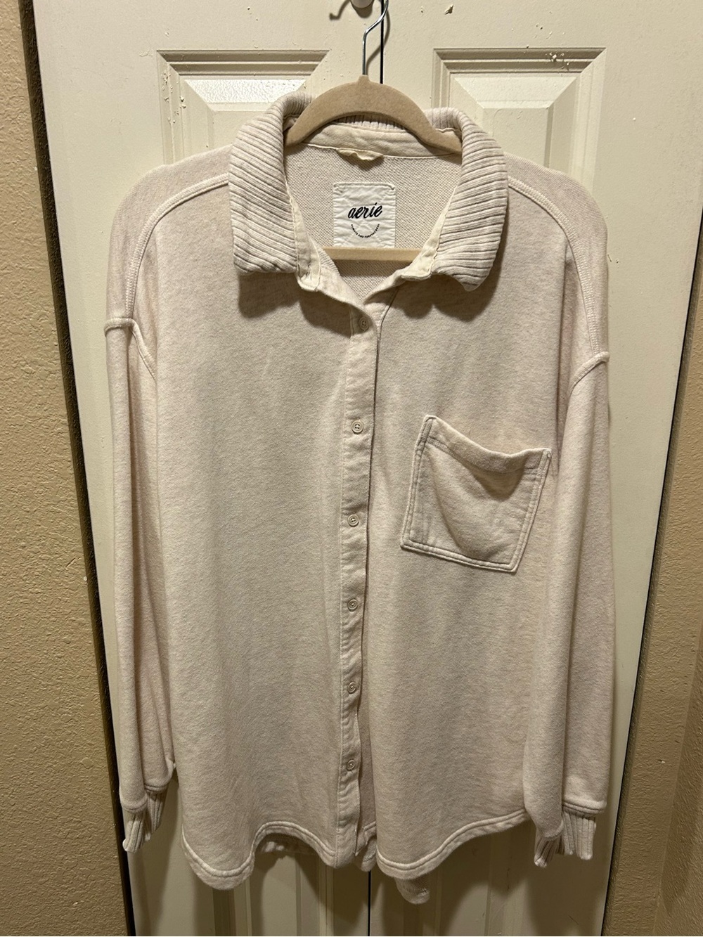 Aerie LumberJane Fleece Shirt in Heather Frost , Large - Picture 8 of 11